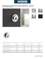 Thumbnail for Literature PDF Weiser Spec Sheet METROPOLITAN BOUTIQUE RDT DEADBOLT SSD9471